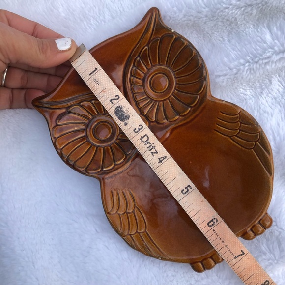 Vintage Retro Cracker Barrel Brown Owl Ceramic Double Side Dish - Picture 10 of 12